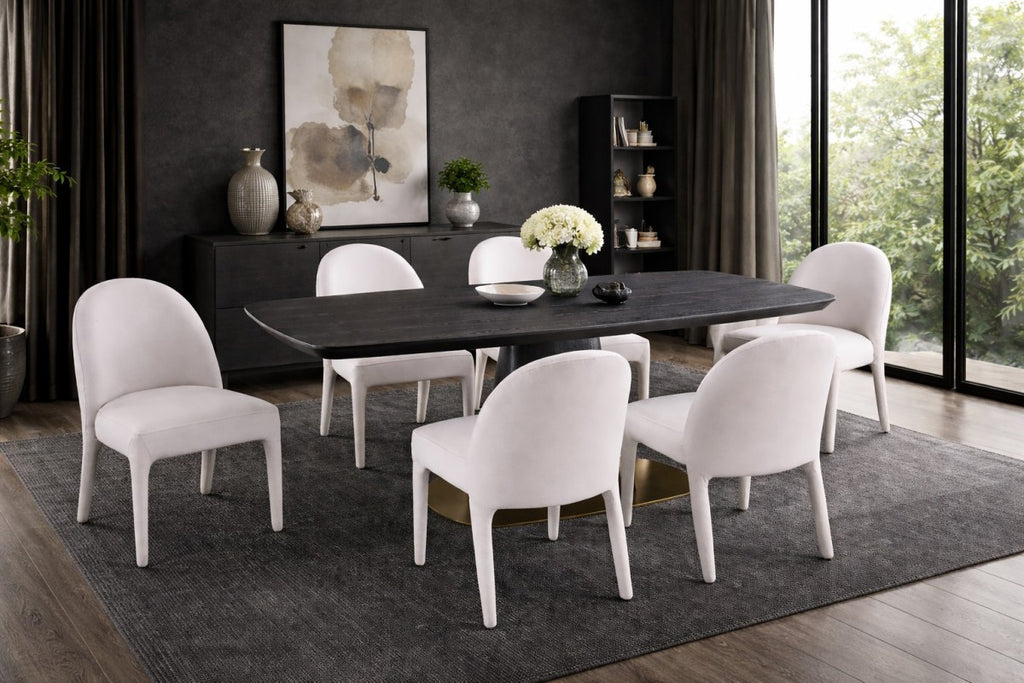 Ryaan 7-piece dining set in black and beige
