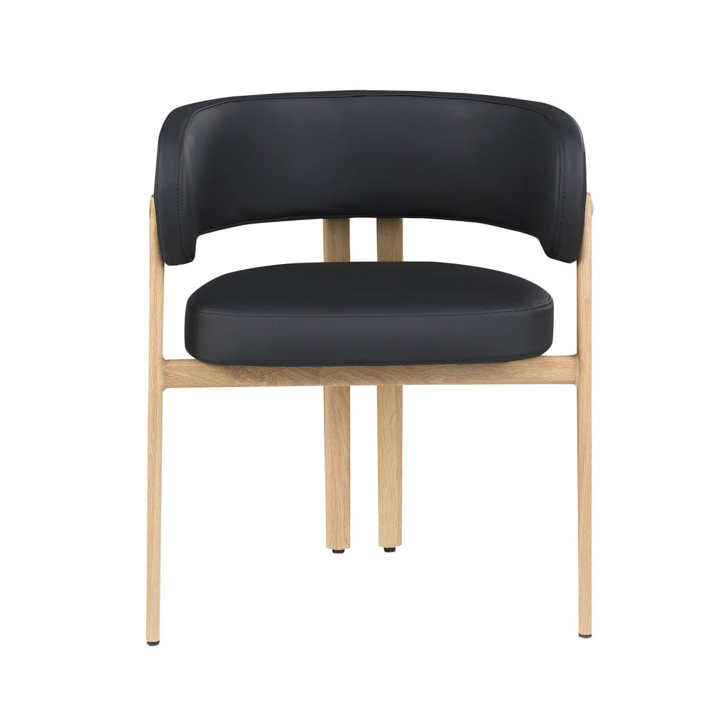 Curved-back dining chairs in black and oak