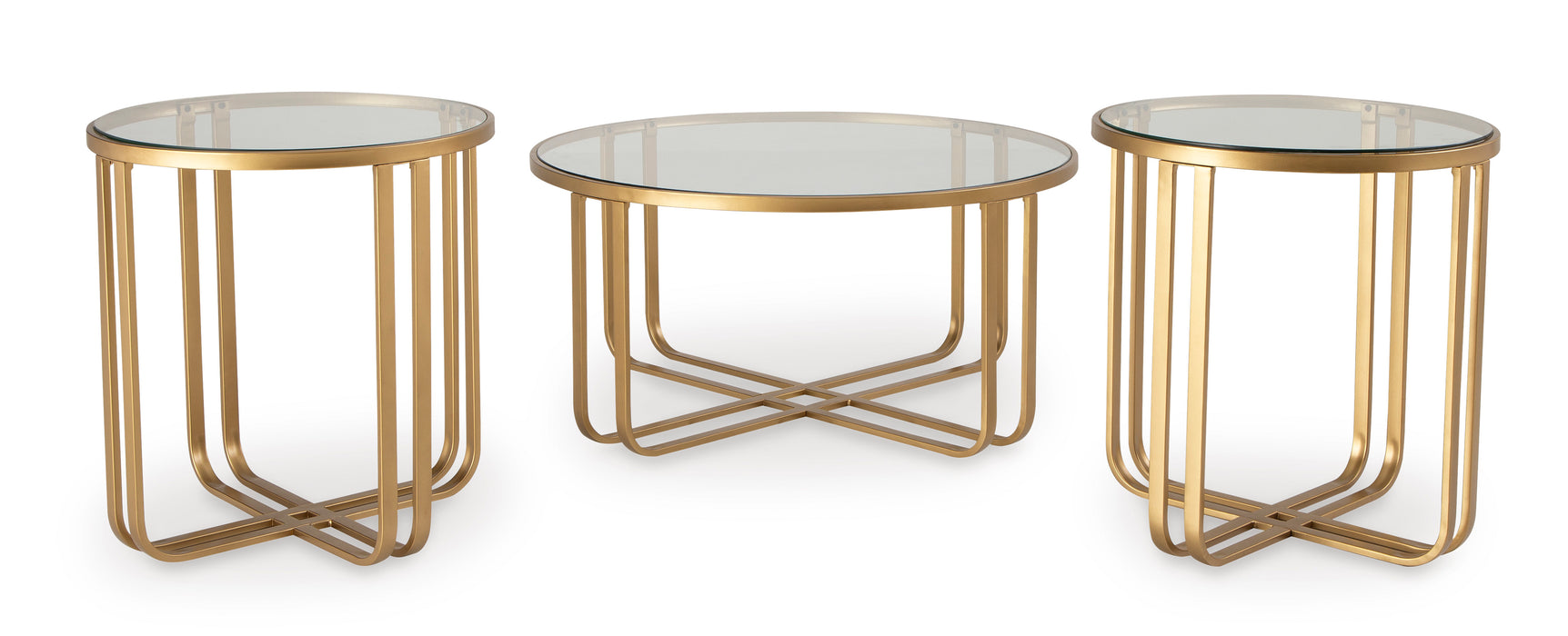 Milloton 3Pc Coffee Table Set - Gold
