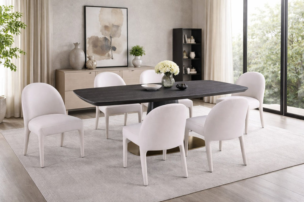 Ryaan 7-piece dining set in black and beige