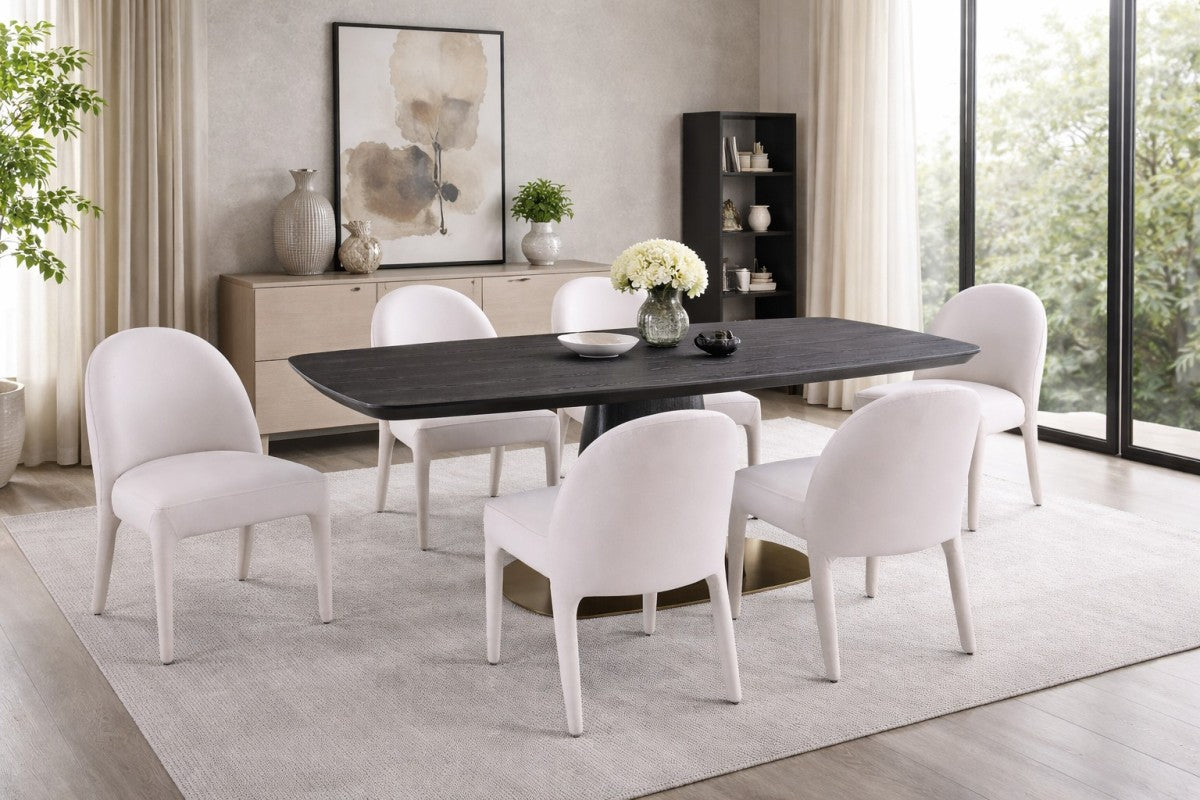 Ryaan 7-piece dining set in black and beige
