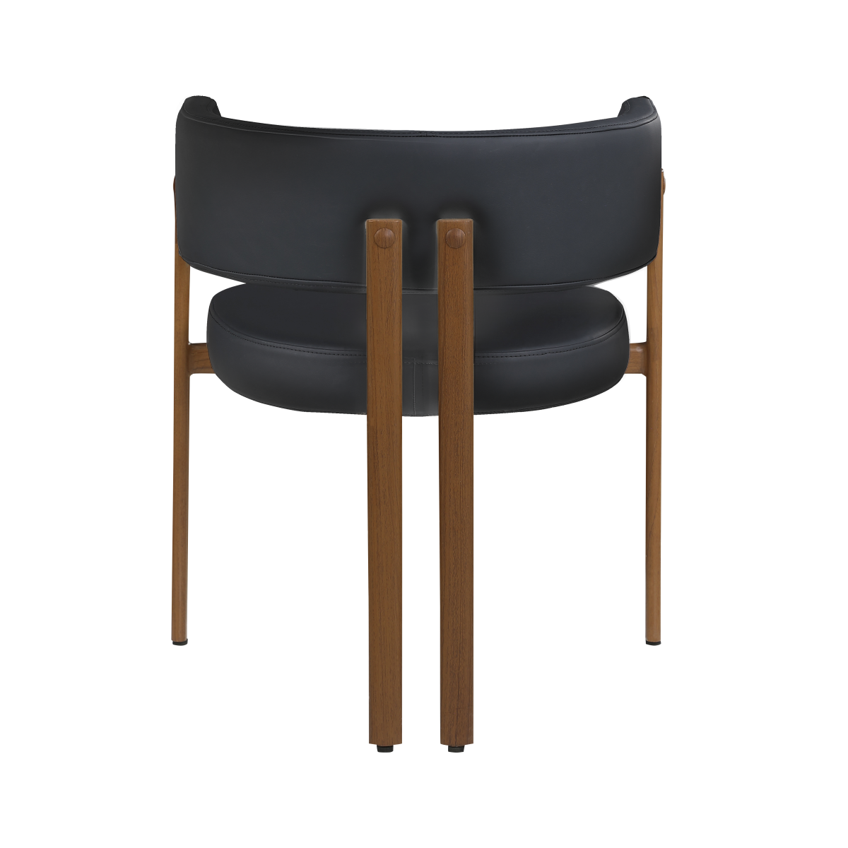 Curved-back dining chairs in black and walnut