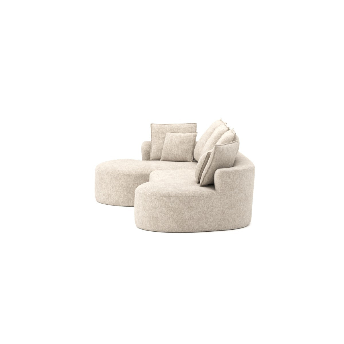 Curved sectional sofa in a box in beige