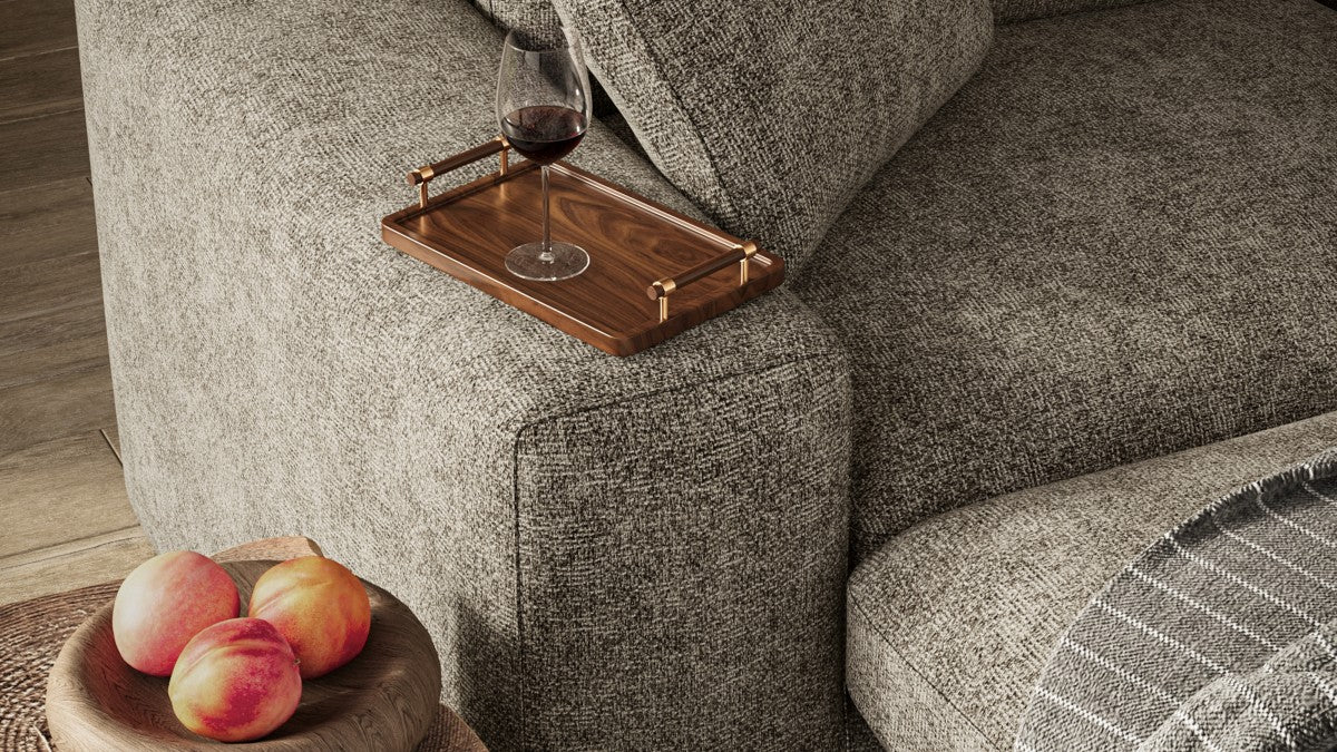 Curved sectional sofa in a box in brown