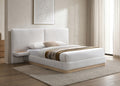 Ivory Upholstered Bed with Floating Nightstands