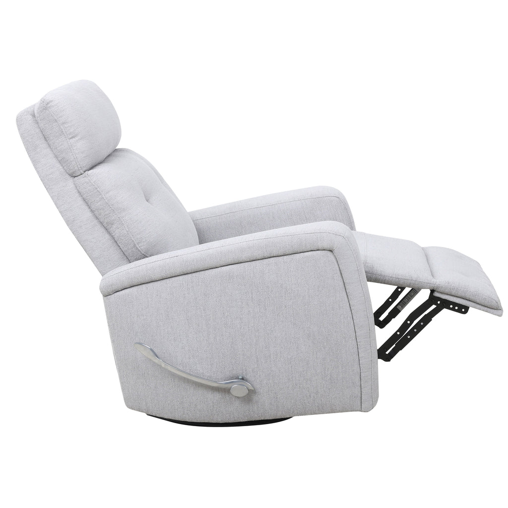 Button-Tufted Swivel Glider Recliner - Light Grey