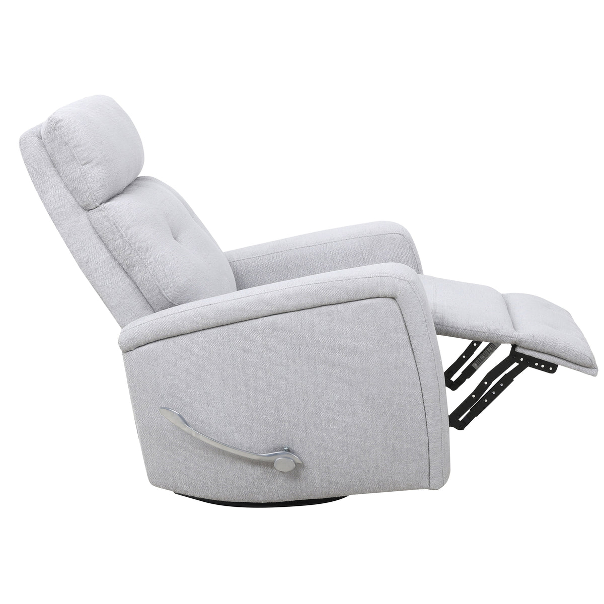 Button-Tufted Swivel Glider Recliner - Light Grey