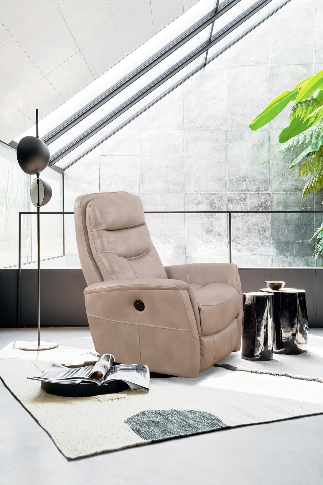 Power Recliner - Leather Match