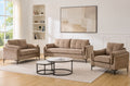 Channel-Tufted Sofa Set with Black Metal Legs