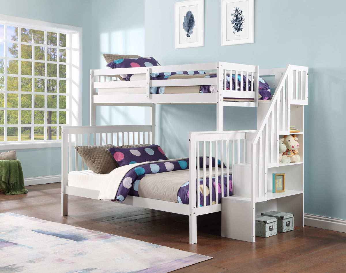 Mission Twin over Double Bunk Bed with Reversible Staircase