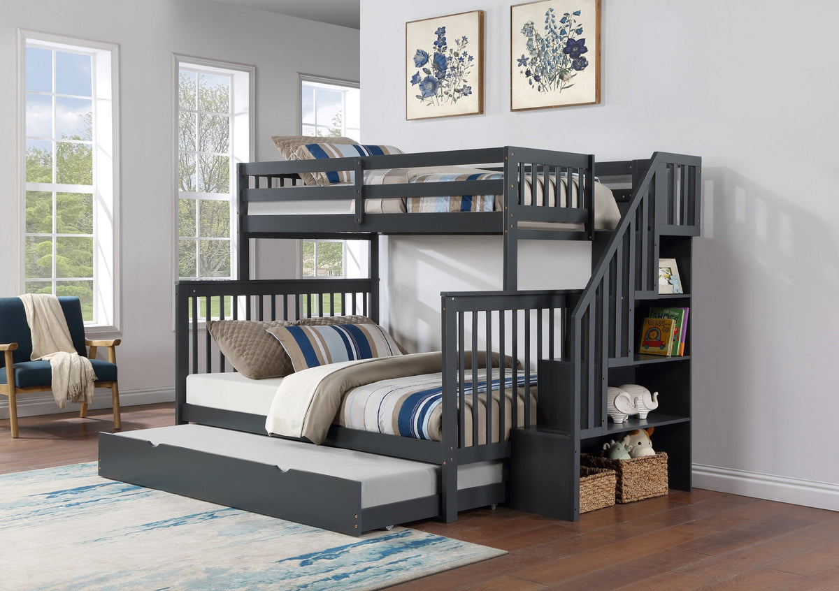 Mission Twin over Double Bunk Bed with Reversible Staircase
