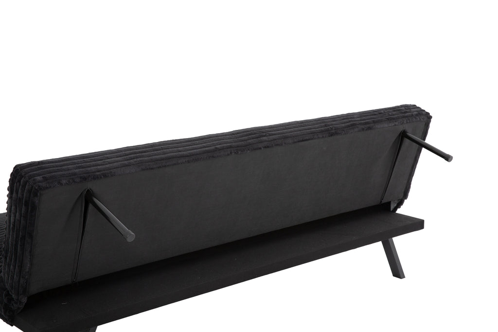 Black Corduroy Split-Back Sofa Bed - image 5