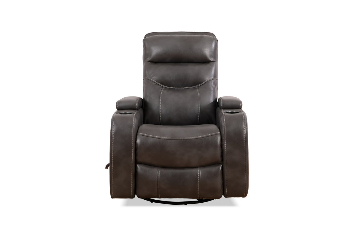Swivel Glider Recliner with Cup Holders - Leather Match