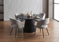 5-Piece Midnight Black Round Dining Set - Grey