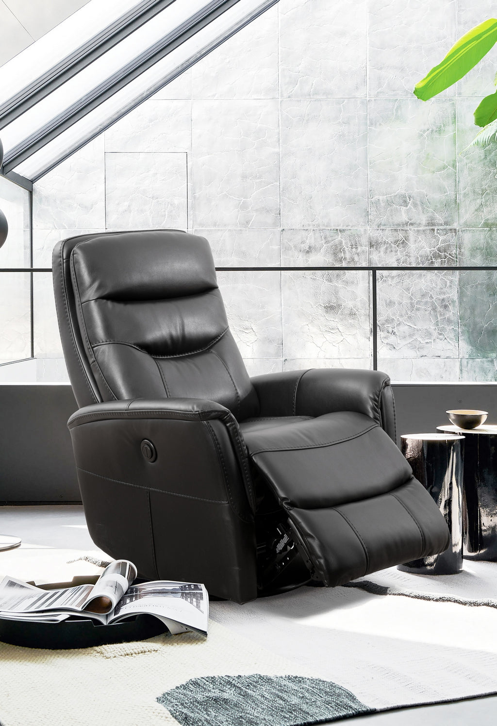 Power Recliner - Leather Match