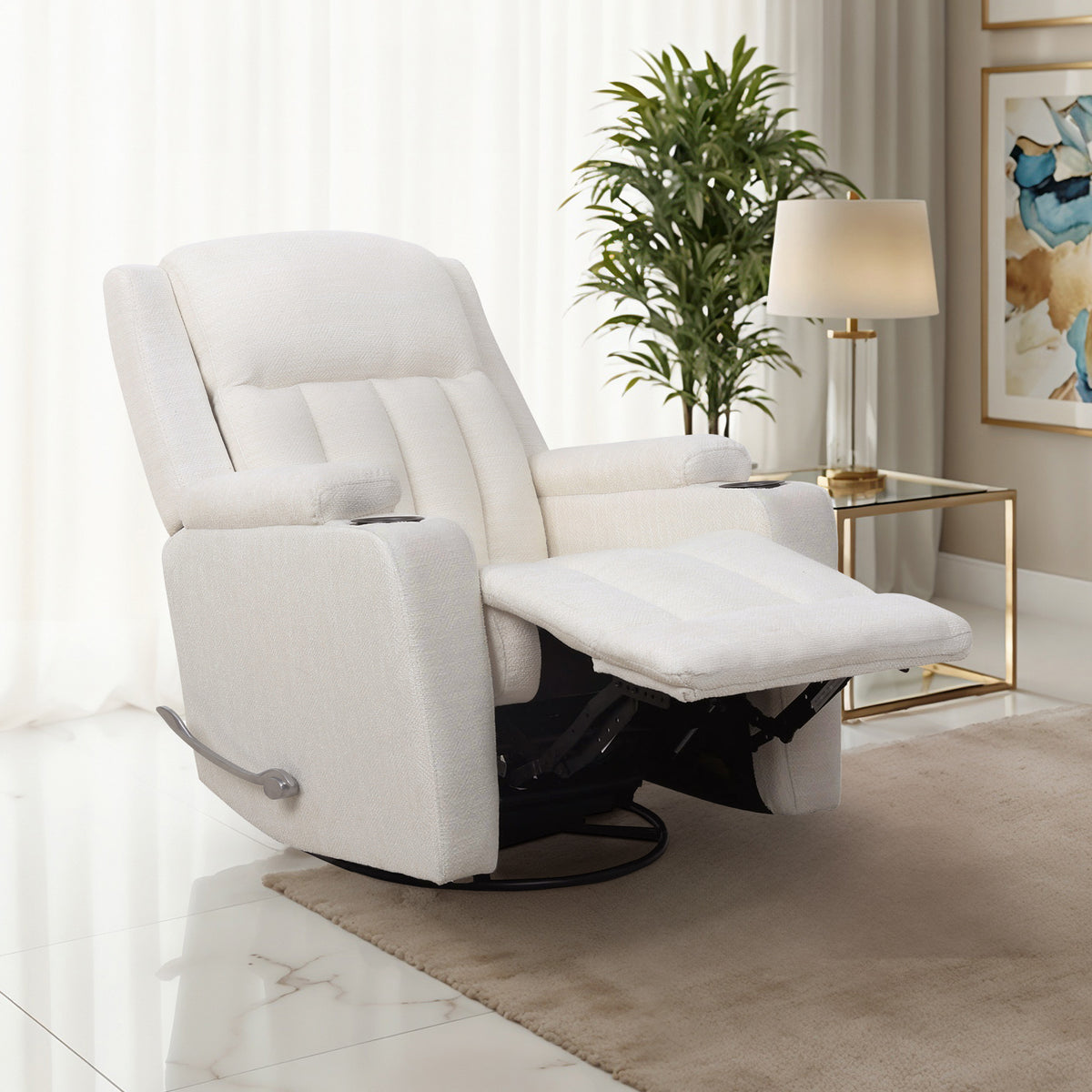 Swivel Glider Recliner with Cup Holders