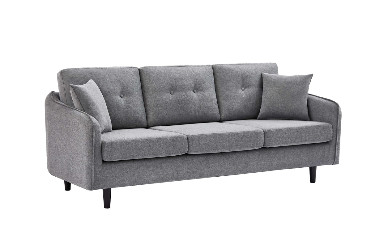Grey Tufted Sofa Set with Accent Pillows