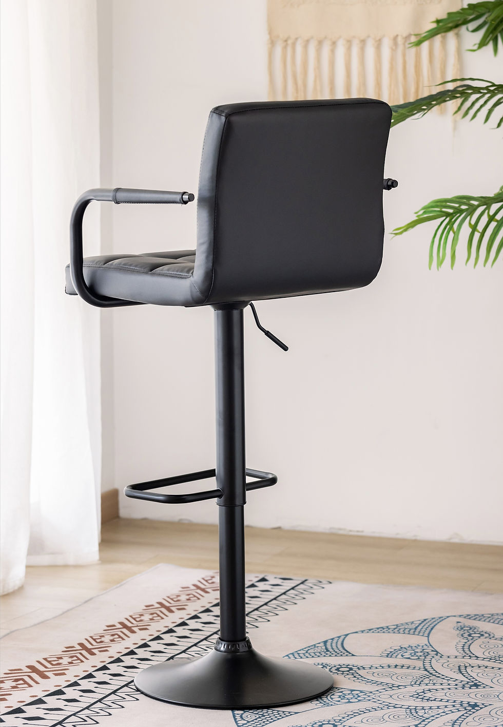 IFDC ST-7705 black bar stool with arms detail view