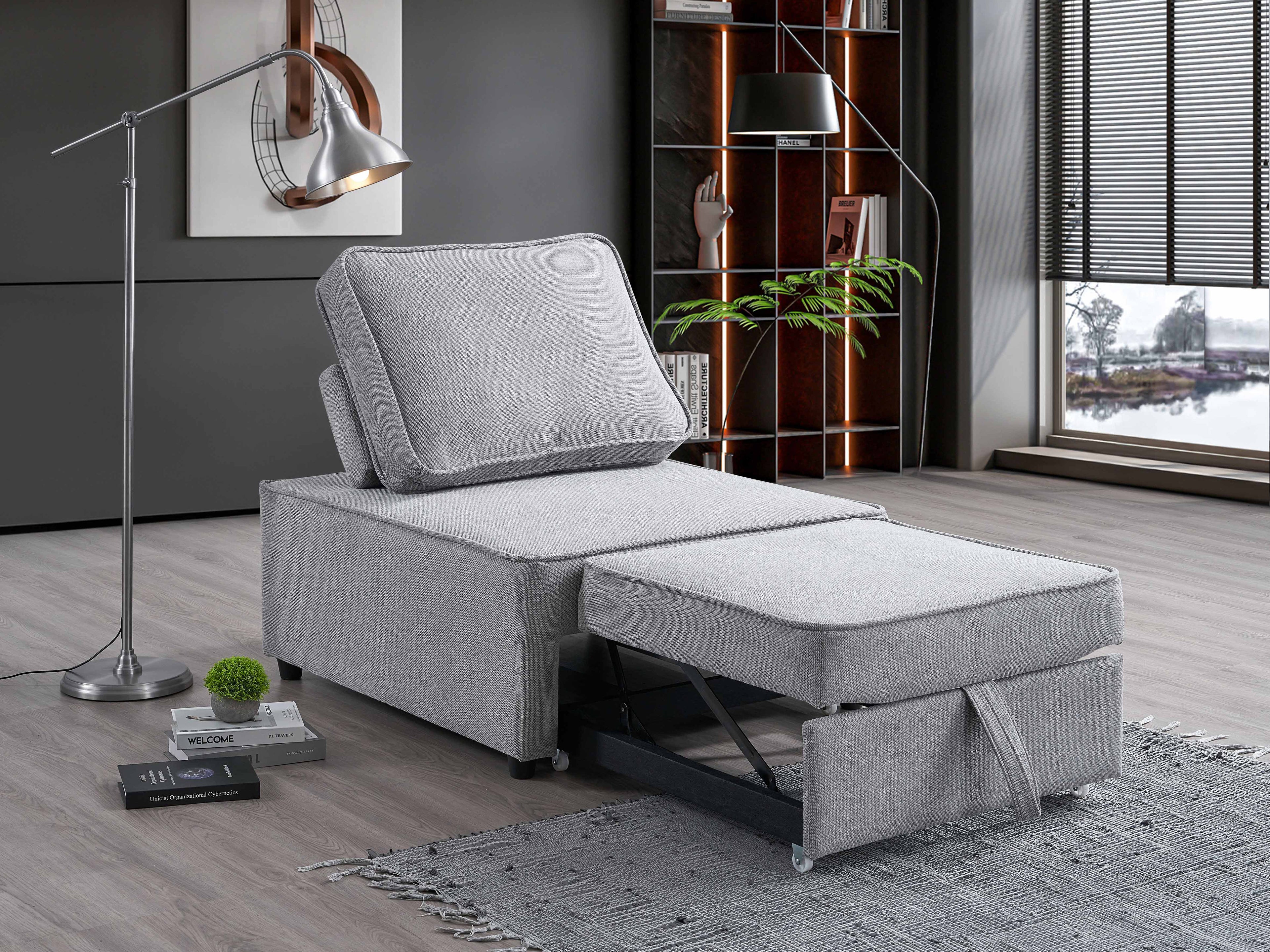 Grey Convertible Sleeper Chair - image 2
