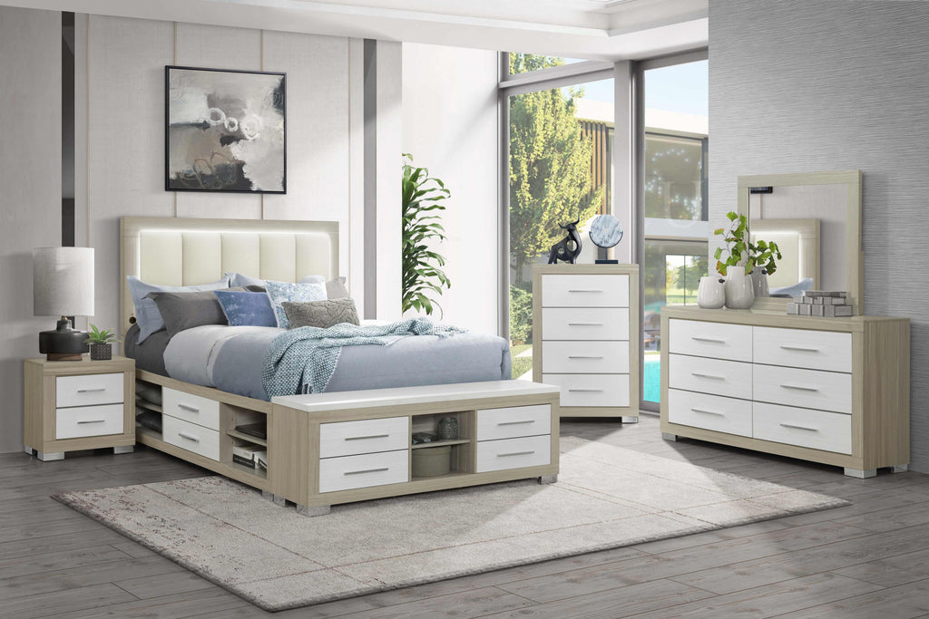Emma Natural & White Storage Platform Bed