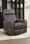 Diamond-Stitched Swivel Glider Recliner - Leather Match