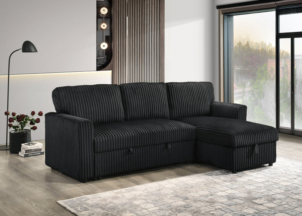 Reversible Corduroy Storage Sofa Bed Sectional
