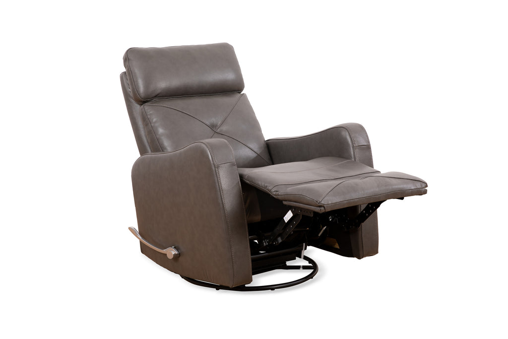Diamond-Stitched Swivel Glider Recliner - Leather Match