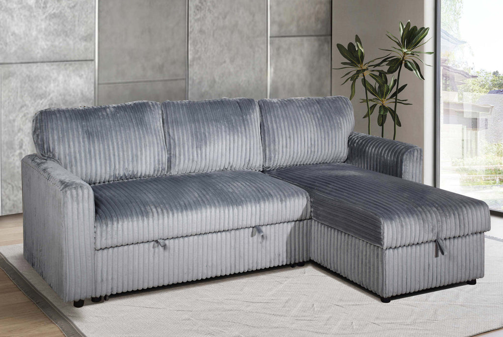 Reversible Corduroy Storage Sofa Bed Sectional