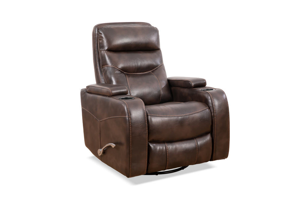 Swivel Glider Recliner with Cup Holders - Leather Match
