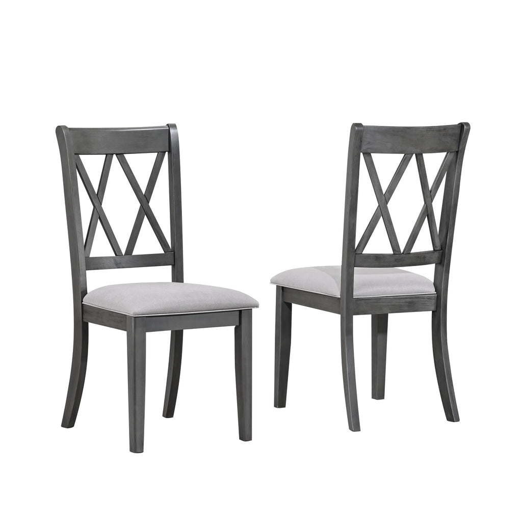 7-Piece Antique Grey Dining Set - Grey Fabric - image 2