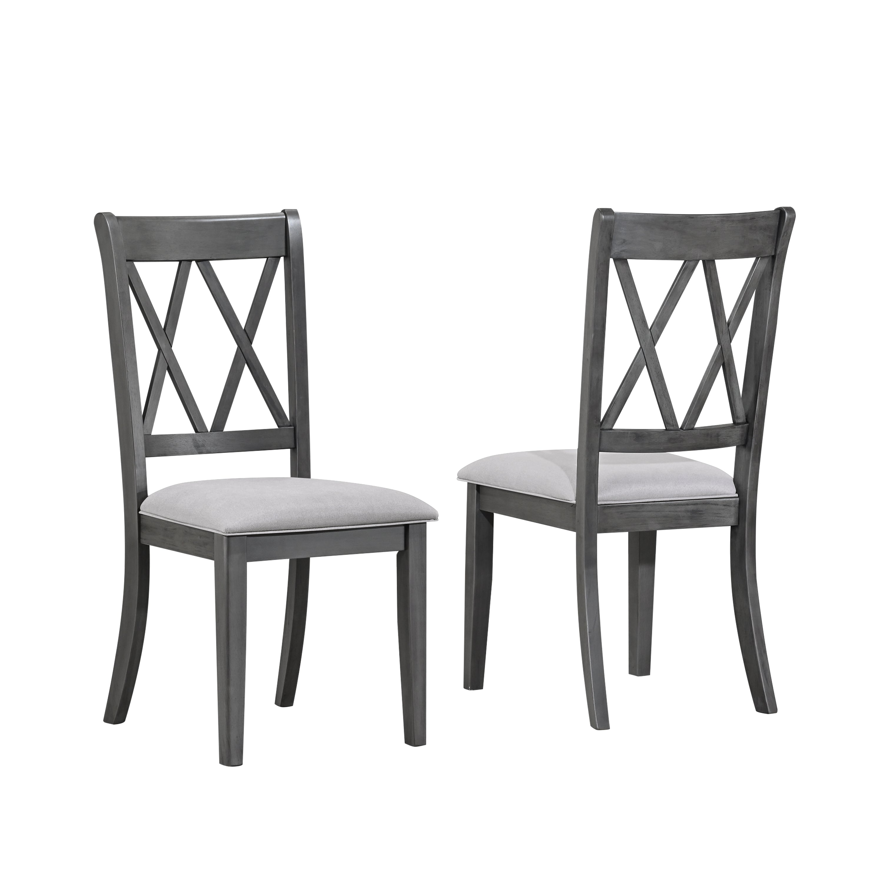 7-Piece Antique Grey Dining Set - Grey Fabric - image 2