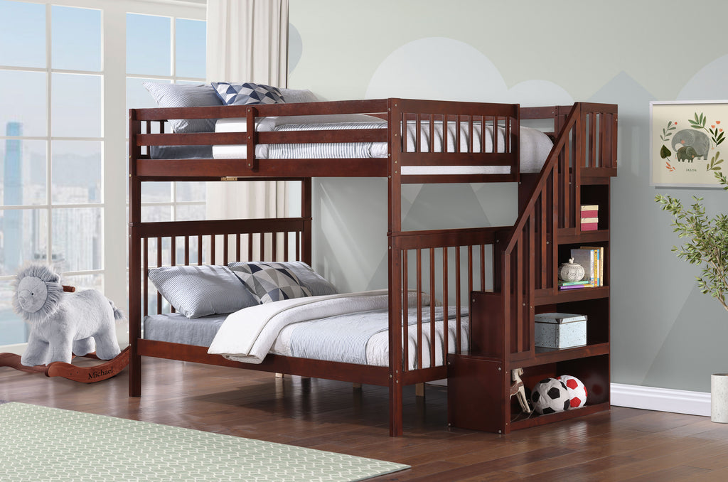 Mission Double over Double Bunk Bed with Reversible Staircase