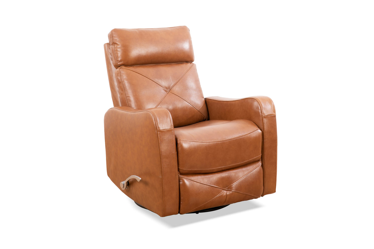 Diamond-Stitched Swivel Glider Recliner - Leather Match