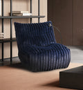 Channel-Tufted Lounge Recliner - Navy Blue