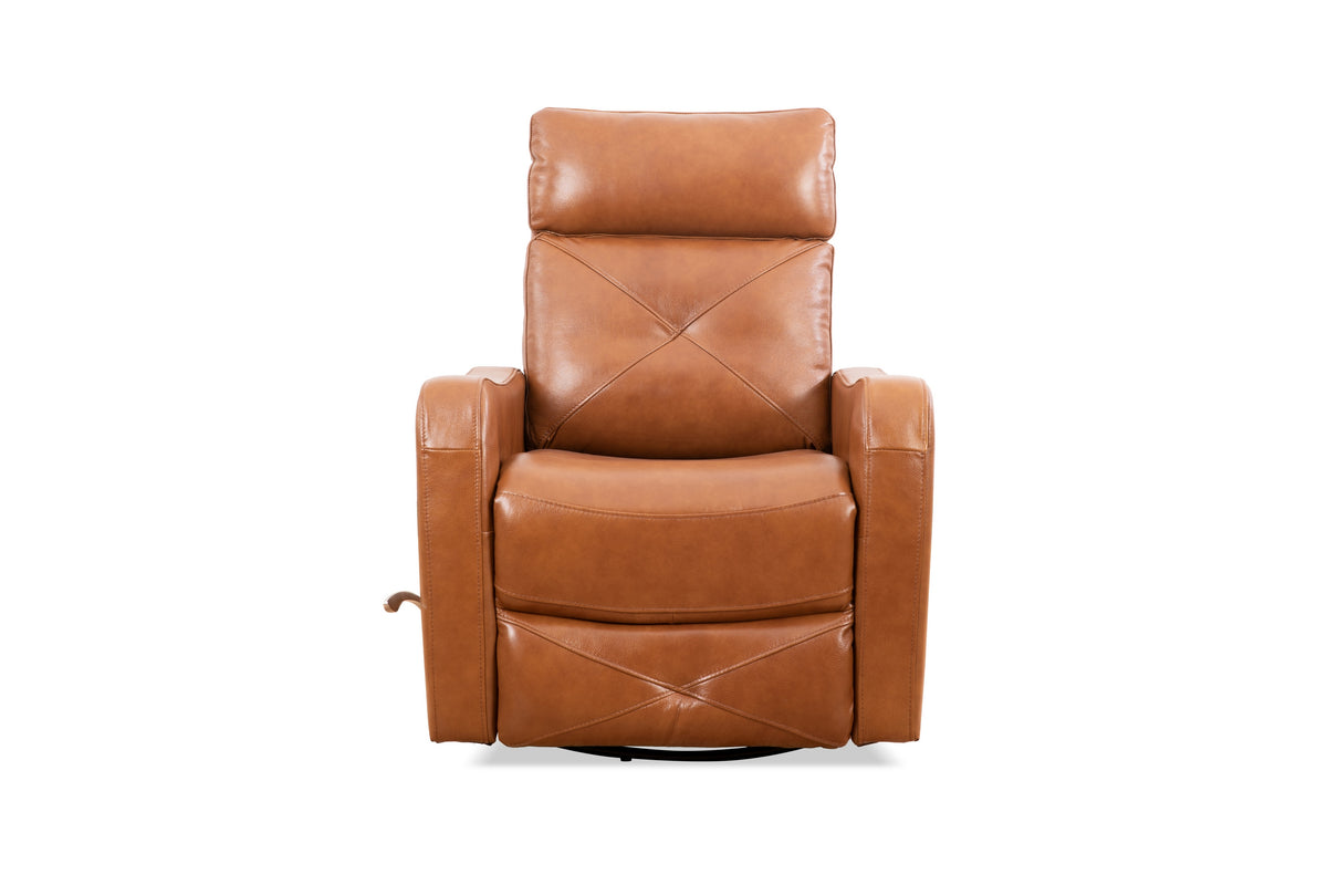 Diamond-Stitched Swivel Glider Recliner - Leather Match
