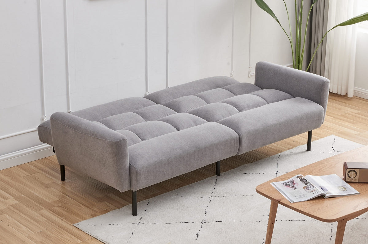 Grey Split-Back Click-Clack Sofa Bed with Memory Foam