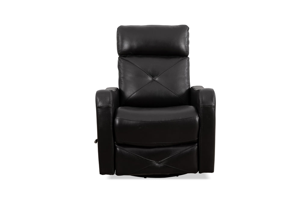 Diamond-Stitched Swivel Glider Recliner - Leather Match