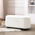 White Oval Lift-Top Storage Bench
