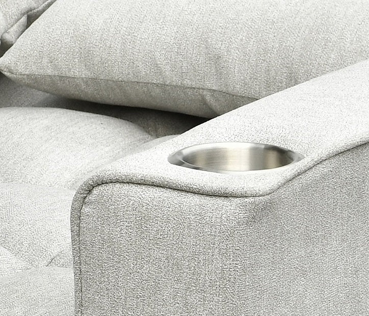 Silver Grey Convertible Sofa Bed with USB & Cup Holders