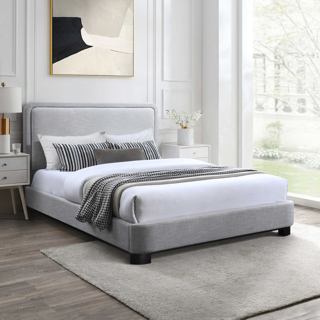 Light Grey Upholstered Platform Bed - image 3