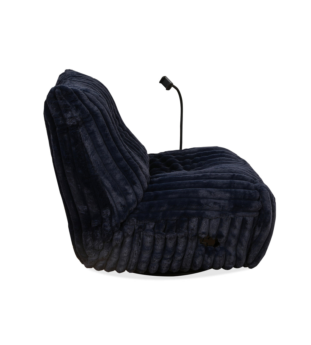 Channel-Tufted Lounge Recliner - Navy Blue