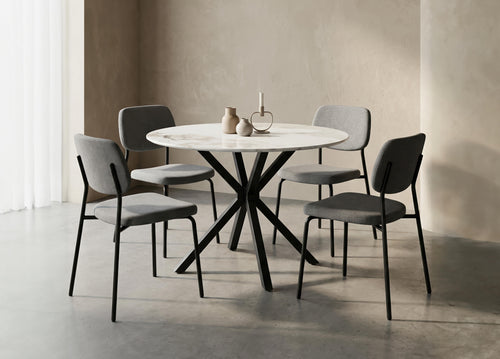 5-Piece Chanel Stone Round Dining Set - Grey
