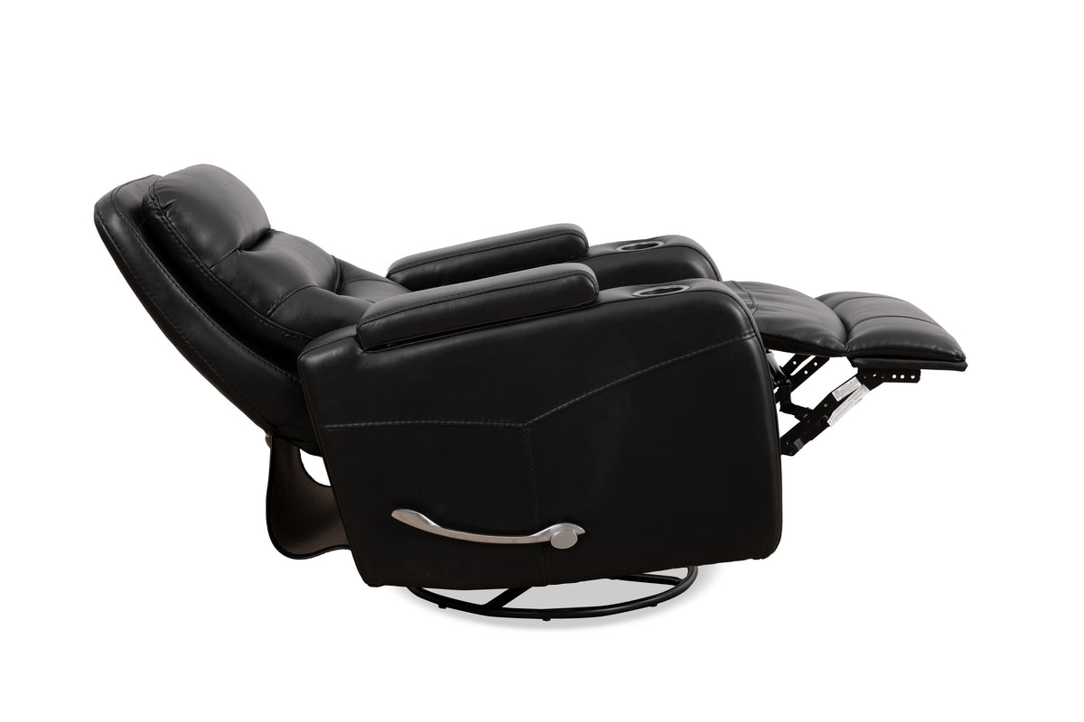 Swivel Glider Recliner with Cup Holders - Leather Match