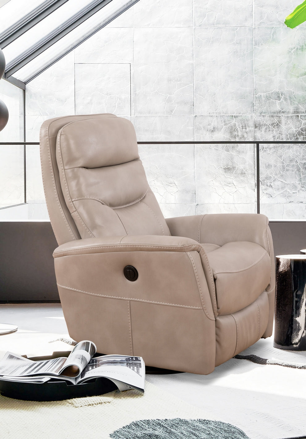 Power Recliner - Leather Match