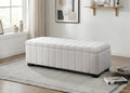 White Teddy Fabric Lift-Top Storage Bench