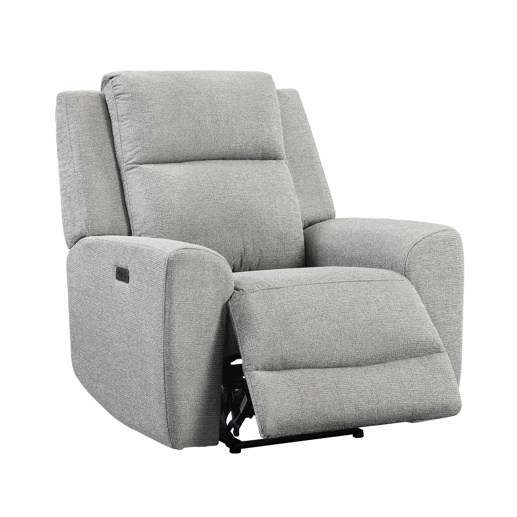 Grey Fabric Power Recliner with USB
