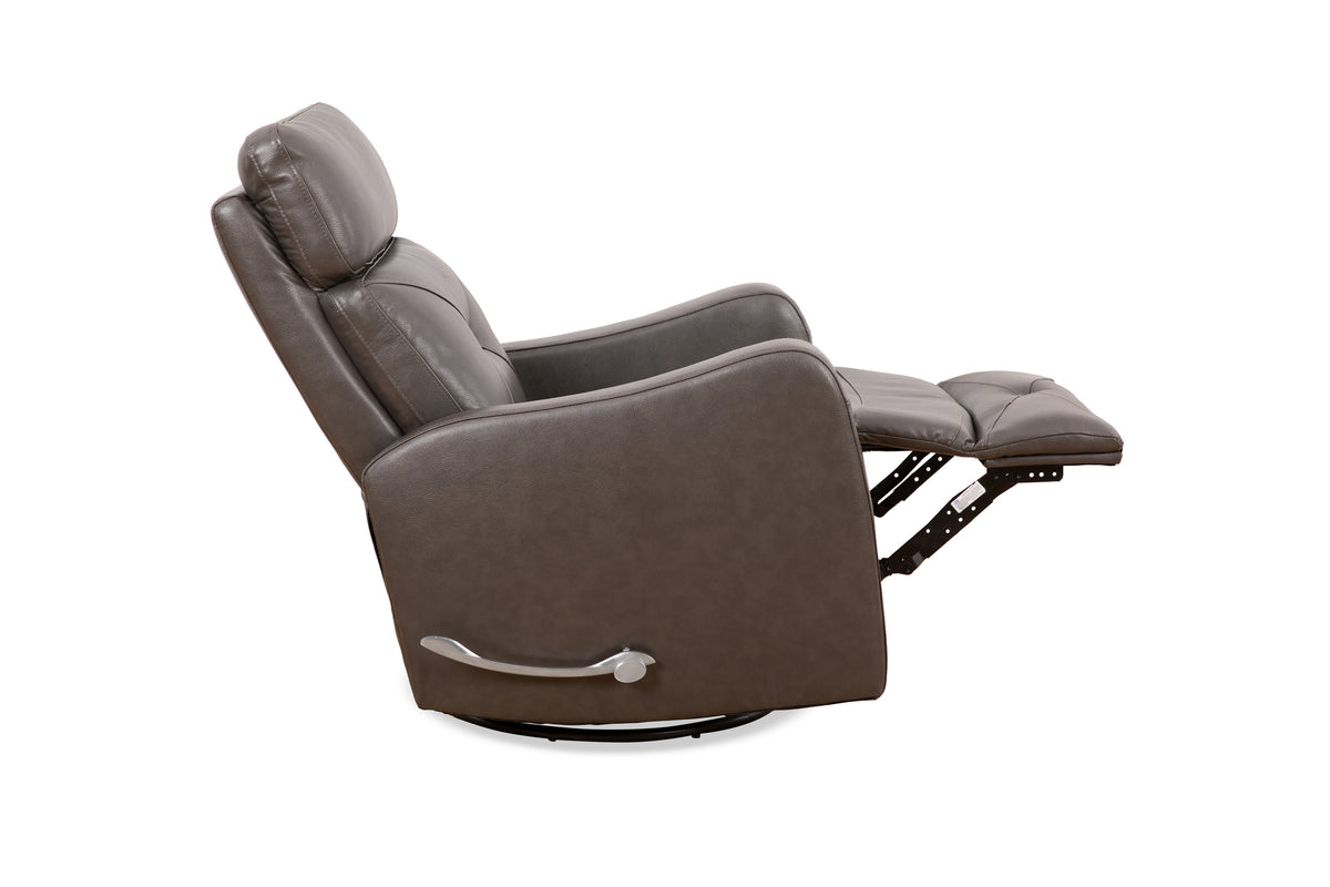 Diamond-Stitched Swivel Glider Recliner - Leather Match