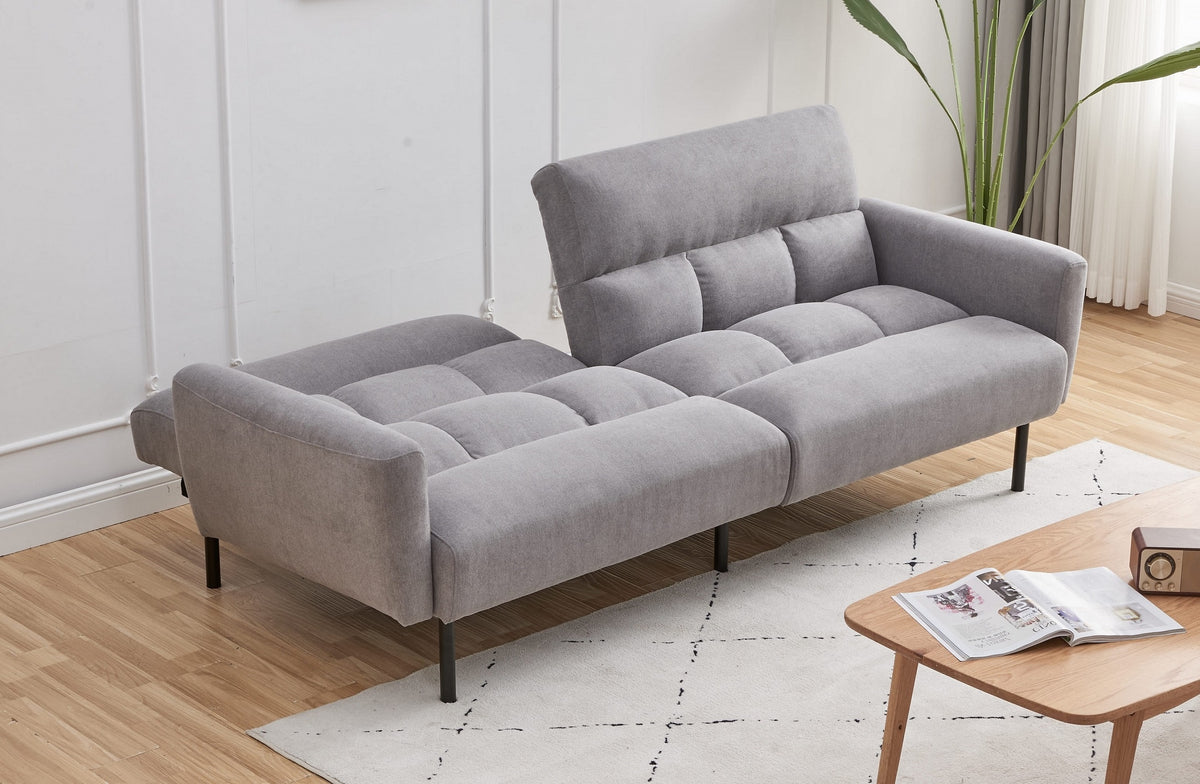 Grey Split-Back Click-Clack Sofa Bed with Memory Foam