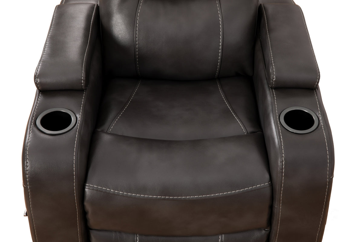 Swivel Glider Recliner with Cup Holders - Leather Match