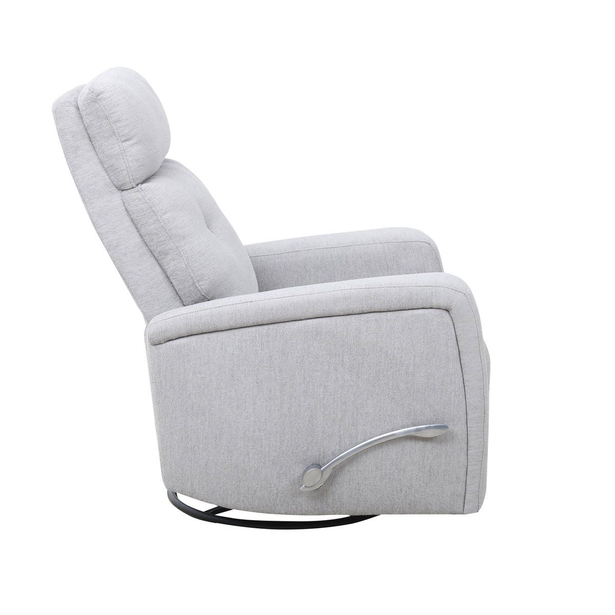 Button-Tufted Swivel Glider Recliner - Light Grey